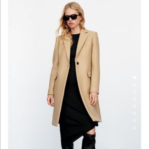 Zara Women’s Menswear Style Wool Coat Manteco Light Tan Camel 8502/744/708
